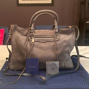 Rebecca Minkoff MAB tote gray blue sueded